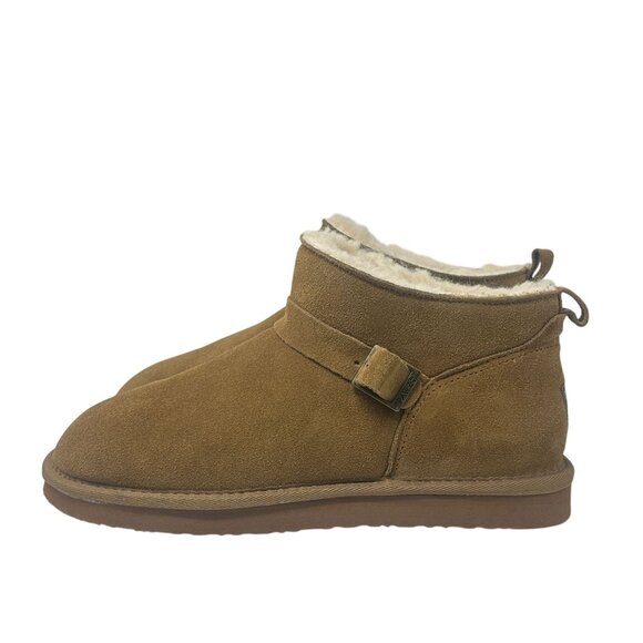 Bearpaw Slip-On Ankle Boots Womens 11 Pawz Brown Suede Leather Buckle NWT Cozy - Picture 4 of 16